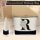 Custom Glass Cup & Makeup Bag Set - Personalized Gifts for Women, Initial 16 oz Glass Tumbler with Lid & Straw, Monogram Makeup Bag - Birthday Gifts For Women, Mother's Day Presents(R)