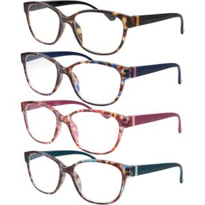 4 Pairs High Magnification Power Womens Reading Glasses - Cat Eye Readers +6.00