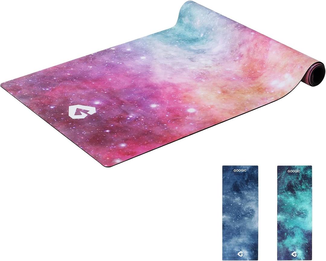 Suede Rubber Yoga Mat Premium Exercise Mat with Strap, Non-slip Yoga Mat 4.5mm Thick for Hot Yoga, Pilates, Large Yoga Mat for Home Gym Workout (Colorful Pink)