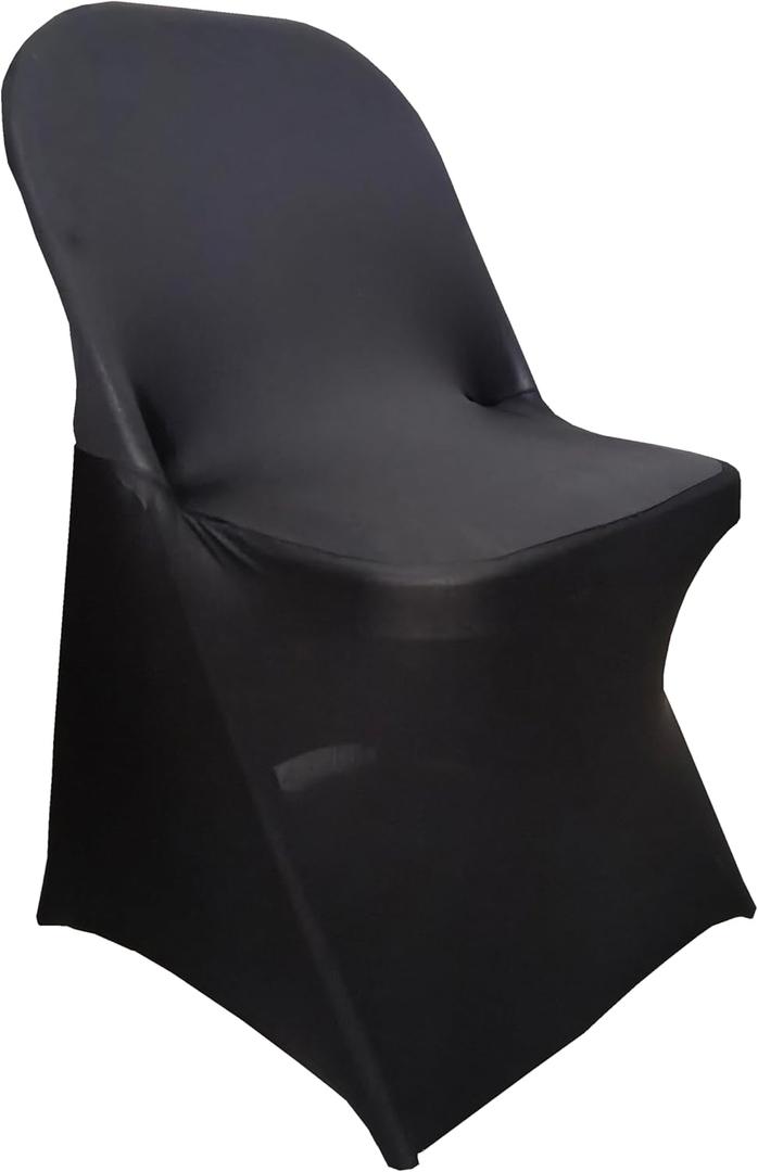 2pcs Spandex Folding Chair Cover Covers Stretch Chair Protectors for Wedding Party Events (2, Black)
