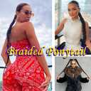 Long Braided Ponytail Extension for Black Women Soft Synthetic Hair Piece with Hair Tie Straight Wrap Around Ponytail Braided Hair Extensions pre Stretched 24 Inch 2 Packs 120 Gram (Blonde)