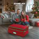 Premium Christmas Ornament Storage Box Holds up to 72-3 Ornaments + 6 Side Slots for Figurines & Nutcrackers Holiday Decoration Organizer Durable 600D Red Canvas