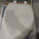 Mayfair Linden Slow Close Toilet Seat, Non Slip Heavy Duty Wood, Easy Install, Elongated, White