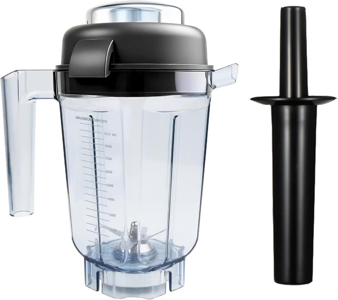 Blender Pitcher 32oz with Mini-Tamper, Dry Grains Container, Wet and Dry Blades, Compatible with Vit 5200 6300 VM0102 VM0197 etc blender, Small Blender Cup Jar