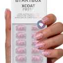 BTArtbox Press On Nails Short - Sugar Pop, Lamp-Curable Polka Dot Glitter Square Press On Nails with Glue and Adhesive Tabs for Women in 16 Sizes - 32 Soft Gel Glue On Nails Kit