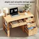 Ieejdn 47" Home Office Desks, Executive Desk, Farmhouse Computer Desk with Drawers and Charging Station, File Drawer, Storage Cabinet, Rustic Computer Writing Desk,Antique Natural, 47.24"