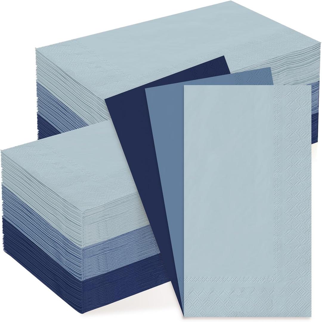 Whaline 150 Pcs Dusty Blue Guest Napkins 3 Colors Disposable Paper Napkins Multi-colored Hand Napkin Towel for Home Kitchen Bathroom Party Supplies Table Decor