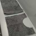 LuxUrux Bathroom Rugs Sets 2 Piece: Quick Dry, Soft Plush Anti-Slip, Super Absorbent. Includes Rectangular (31''x20'') and U-Shaped Toilet Mat (20''x20''). Dark Grey Elegance.