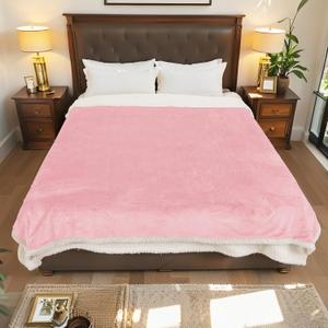 Electric Heated Blanket Full Size 72"x84", Dual-Sided Soft Flannel & Sherpa, LCD Display 10 Heat Settings with 1-12H Timer & Overnight Safe, Bed & Couch, Machine Washable, Light Pink
