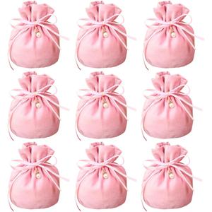 20 Pcs Round Bottom Drawstring Velvet Gift Bags Jewelry Pouches with Pearl Bead,for Wedding Favors,Christmas,Party Favors,Birthday,Pink
