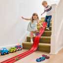 Flex Race Track 16 Ft with Suction Cups Compatible with Diecast 1/64th Cars, Flexible Car Track Toys for Ages 3+ Kids Toddlers Roll Out Portable Racetrack (Red)