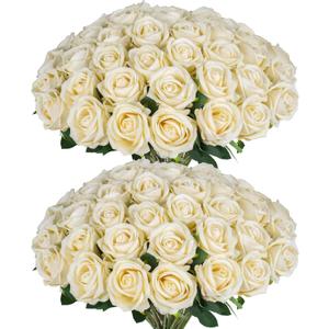 50PCS Artificial Champagne Roses Bulk Realistic Fake Flowers with Long Stem
50 Realistic Silk Champagne Roses with Flexible Long Stems for Wedding Bouquets, Centerpieces, Valentine's Day and DIY Decor