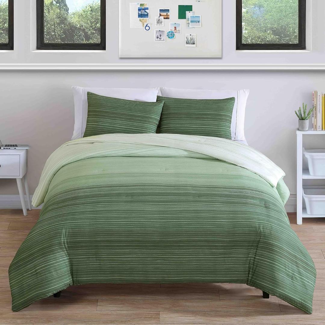 Riverbrook Home Kai 3-Piece Reversible Comforter Set, Full/Queen, Green