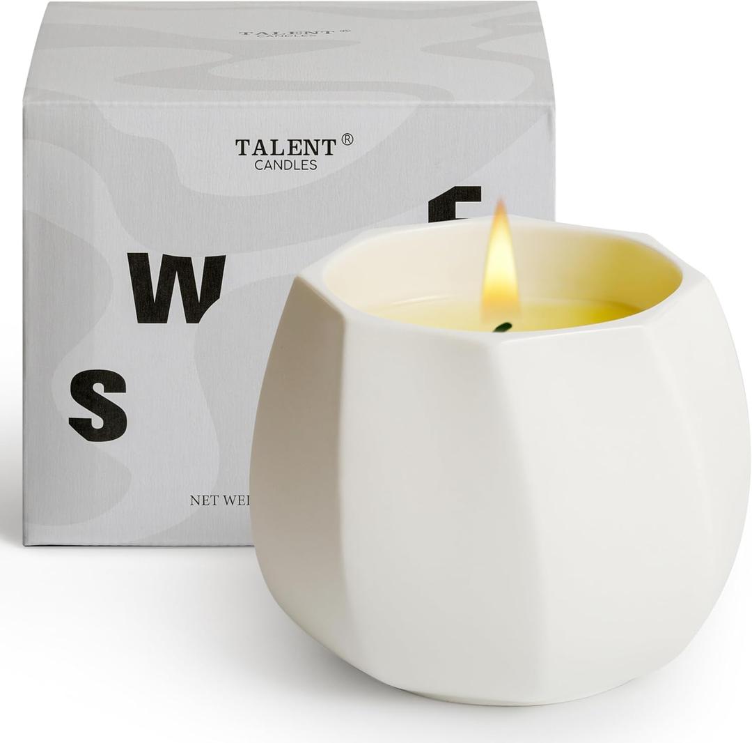 Scented Candle for Home Scented, Luxury Ceramic Candle Jar for Women & Men, Natural Soy Candle for Home Dcor, Lemon & Lavender Spa