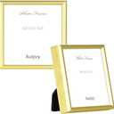 Autjvy 3x3 Picture Frame Set of 2, Gold Modern Simple Thin Aluminum Metal Square Photo Frame with HD Glass, Display for Tabletop and Wall, 2 Pack