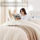 Smoofy Fluffy Queen Comforter Set 3 Pieces - Cream White Fleece Fluffy Comforter Set, Luxury Fuzzy Queen Bedding Set, Soft Warm Bed Set All Season, Heavy Faux Fur Comforter with 2 Pillow Cases