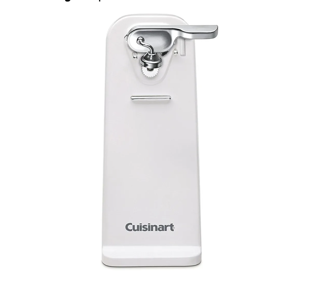 Cuisinart Deluxe Electric Can Opener, Single-Touch Automatic Can Opener, Easy-Clean Detachable Cutting Lever, Nonslip Base, CCO-50N, White
