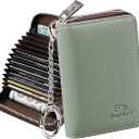 FurArt Credit Card Wallet, Zipper Business Card Holder for Women, RFID Blocking, KeyChain Wallet, Compact Size