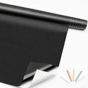 Extra Large Chalkboard Paper Roll Peel and Stick Chalk Board Wallpaper(+5 Chalks) Chalk Paint Contact Paper Blackboard (17.7x118inches)