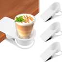 3PCS Drinking Cup Holder Clip, Kalolary Chair Desk Bottle Cup Stand DIY Glass Clamp Storage Saucer Clip for Potted Plant Beverage Soda Coffee Mug Holder Clip for Home & Office (White)