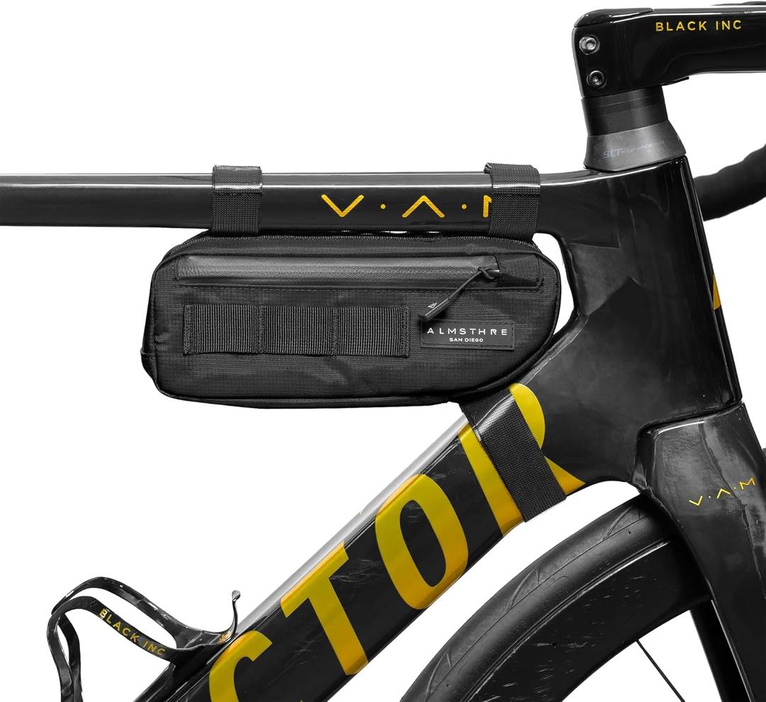 Compact Bike Frame Bag  Midnight Black | Weather-Resistant, Waterproof Zippers & Dual-Sided Access for Road, MTB, and Ebike Frames