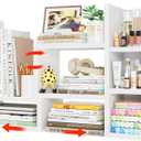 NUTIKAS Desk Shelves Desktop Organizer Shlef - White Office Organization for Top of Desk Organizers and Accessories Corner Bookshelf Table Top Shelving Small Hutch Decorations for Women Office, 13.8 Inches