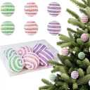 WESAIL 3.75 Christmas Coloful Sprinkles Balls Ornaments Set, Sugar and Candy Hanging Topper Picks Gift for Xmas New Year Birthday Party Supplies