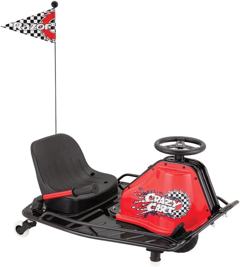 Razor Crazy Cart Sport - 24V Electric Drifting Go Kart, Variable Speed, Up to 12 mph, Up To 40 Minutes of Continuous Use, Drift Bar for Controlled Drifts, Ages 9+, One Size