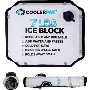 7lb Refillable Reusable Ice Pack Stays Cold for Days Non-Toxic, Leakproof, and Suitable for Potable Drinking Water Built Tough, Rolls Up for Easy Storage