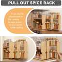 Bamboo Pull Out Spice Rack Organizer for Cabinet, 3 Slide-Out Drawers(2"&3") with Wide Drawer for Large Bottles, Kitchen Pantry Heavy-Duty Sliding Vertical Organization, 8.6"W,2-Tier,Natural