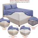 Hearth & Harbor Extra Deep Pocket Queen Sheets Sets - Fits Mattress 18-24 Inches Deep - Extra Deep Pocket Sheets - 6 Piece Queen Size - Steel Blue