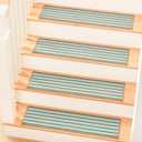 MBIGM 8" X 30" (15 in Pack) Non-Slip Carpet Stair Treads Non-Skid Safety Rug Slip Resistant Indoor Runner for Kids Elders & Pets with Reusable Adhesive - Soft Stripes - Serene Sage