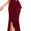 VFSHOW Womens Glitter Sweetheart V Neck Twist Front Backless Ruched Ruffle Slit Formal Evening Gown Maxi Dress (3X-Large, Sparkly Dark Red)