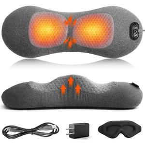 3 in 1 Lower Back Massager, Triple Fusion Back Massager with Heat, Vibration and Stretch, Lumbar Support Pillow with Ergonomic Memory Foam for Bed and Chair (Grey)