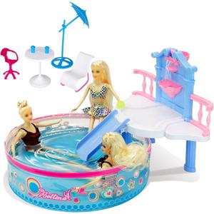Glam Deluxe Doll Pool Playset with 7 Pcs Accessories, Fits 12 Inch Dolls, Kids Gifts for 3 to 8 Year Olds Girls, Bath Toys for Toddlers, Birthday & Xmas Gift for Girls & Kids Aged 3+