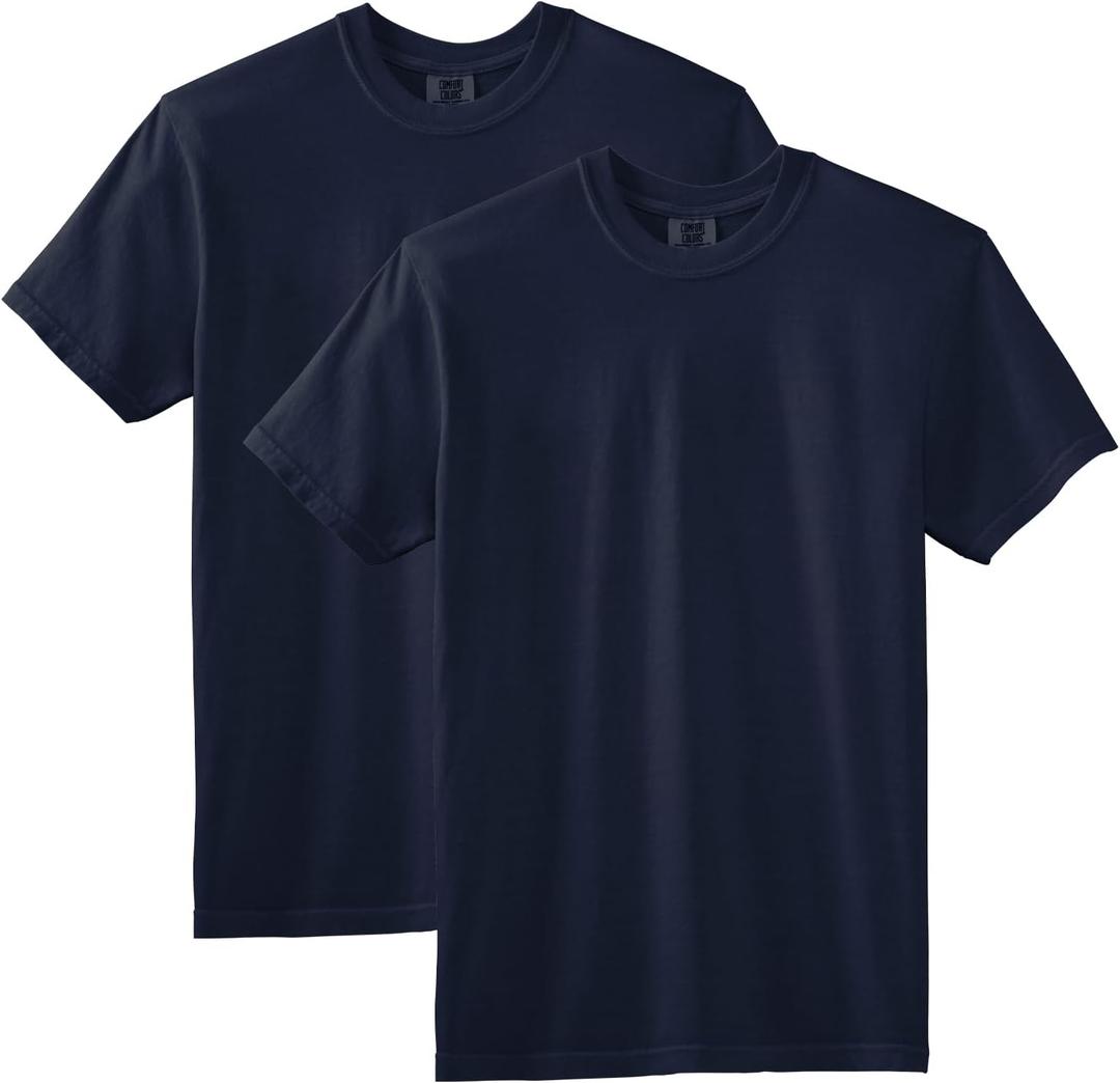 Comfort Colors Adult Heavyweight Short Sleeve Tee, Style G1717/G1745, Multipack (X-Large, True Navy (2-pack))