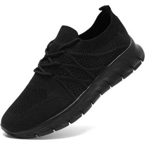 Women Running Shoes Mens Walking Tennis Sport Shoes Women's Gym Sneakers Lightweight Breathable Non Slip Fashion Workout Shoe for Mens Casual Jogging Mesh Sneaker (8.5 Women/7 Men, 8129black)
