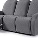 VANSOFY Recliner Cover, 3-Pieces Stretch Reclining Couch Covers with Pockets Reclining Sofa Slipcovers 3 Seater Soft Washable Furniture Protector for Dogs Cats(Dark Gray)