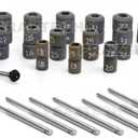 Engine Valve Seat Grinding 18mm to 34mm Capacity 7/16" Thread | 34pcs Stones + Holder + 7pcs Pilots | Compatible with Japanese Valves Small Engines Bike etc