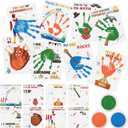Cinrobiye 24set Fathers Day Crafts Fathers Day Handprint Craft DIY Kit Happy Fathers Day Hand Print Kits Greeting Cards with 3 Pcs Large Ink Pads for Family School Classroom Fun Activities Party