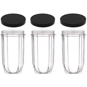 16oz Cups 6 Piece Set - 3 Replacement Cups WITH LIDS for Magic Bullet Blender LIDS INCLUDED