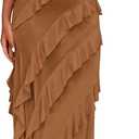 BTFBM Maxi Dresses for Women Solid Bodycon Summer Wedding Guest Dress | Lightweight Mesh,Ruffle,Tube Dresses,Sleeveless,Graduation,Cocktail,Prom,Party,Birthday,Baby Shower,Vacation Outfits (M)