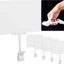 Suzile 4 Pcs 11 x 7 Inch Acrylic Sign Holder with Clamp Clip on Double Head Swivel Sign Rotating Price Holder Display White Erasable Merchandise Sign Display Clip for Supermarket Business Store