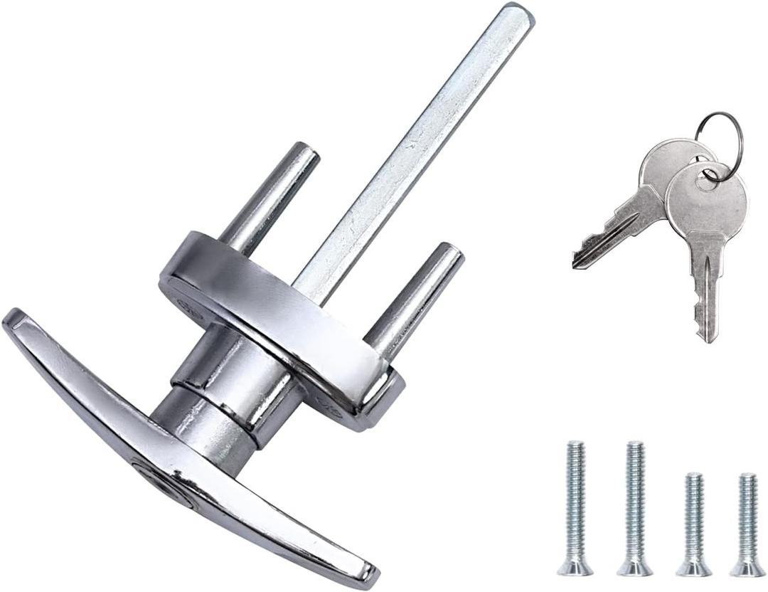 Garage Doors T Handle Lock with 2 Keys and 2 Set mounting Bolts Replacement for Garage Door Locking T Handle Fits 1-3/8" Through 2" Thick Doors(Random Keyed)