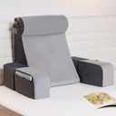 Vekkia 21" Reading Pillow for Sitting in Bed  60 Ergonomic Wedge Back Pillow, XL Side Pockets, Removable Cover, Support Chair for TV, Gaming, Working, Nursing, Recovery in Bed/Floor,Lightweight (21" Height(4'11"-5'11"), Gray)