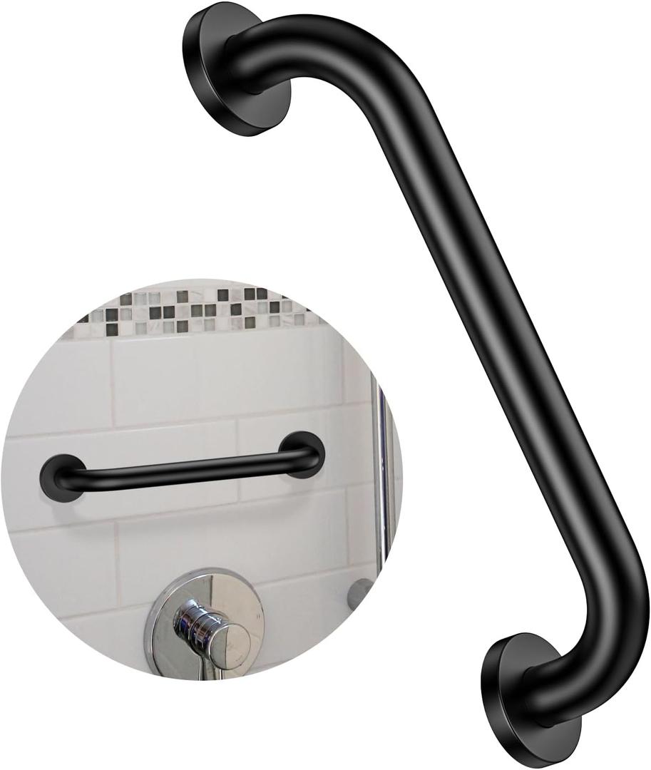 12 Inch Stainless Steel Shower Grab Bar,ZUEXT Oil Rubbed Black Shower Handle,Bathroom Balance Bar,Safety Hand Rail Support Bar for Handicap Elderly Injury,Senior Assist Bar,Wall Concealed Mount Handle