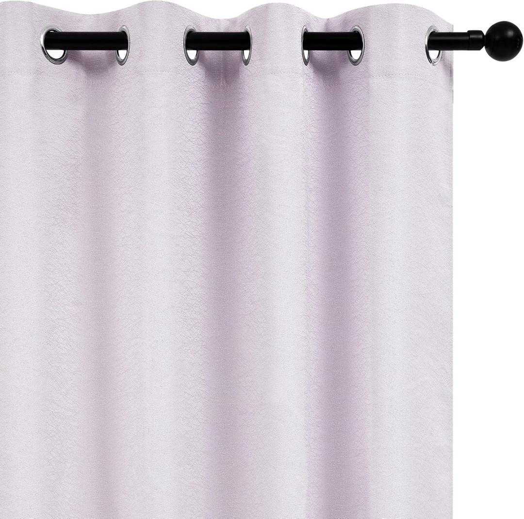 Deconovo 100% Blackout Curtains, Living Room Curtains Jacquard, Blackout Curtains for Bedroom, 2 Panels,Pink-Jacquard,52x96 Inch