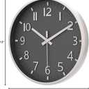 HZDHCLH Grey Wall Clock 12 Inch Silent Non Ticking Clock for Living Room Bedroom Kitchen Office Decor