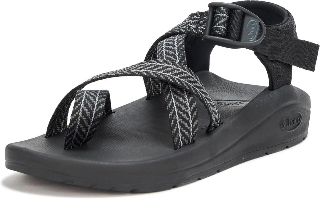 Chaco Women's CUSHZ Toe-Loop Sandal, Frond Black, 8