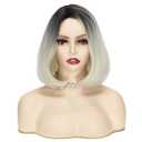 Women's Ombre Blonde Wig Short Curly Synthetic Bob Wig Halloween Costume Party Cosplay Wig